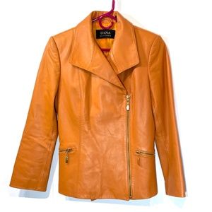 NEW / NEVER WORN Dana Buchman Orange Leather Jacket - Size 4